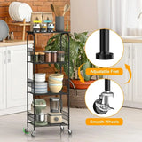 4-Tier Kitchen Rack with Wheels – Metal Shelving for Microwave & Storage - PulinGO