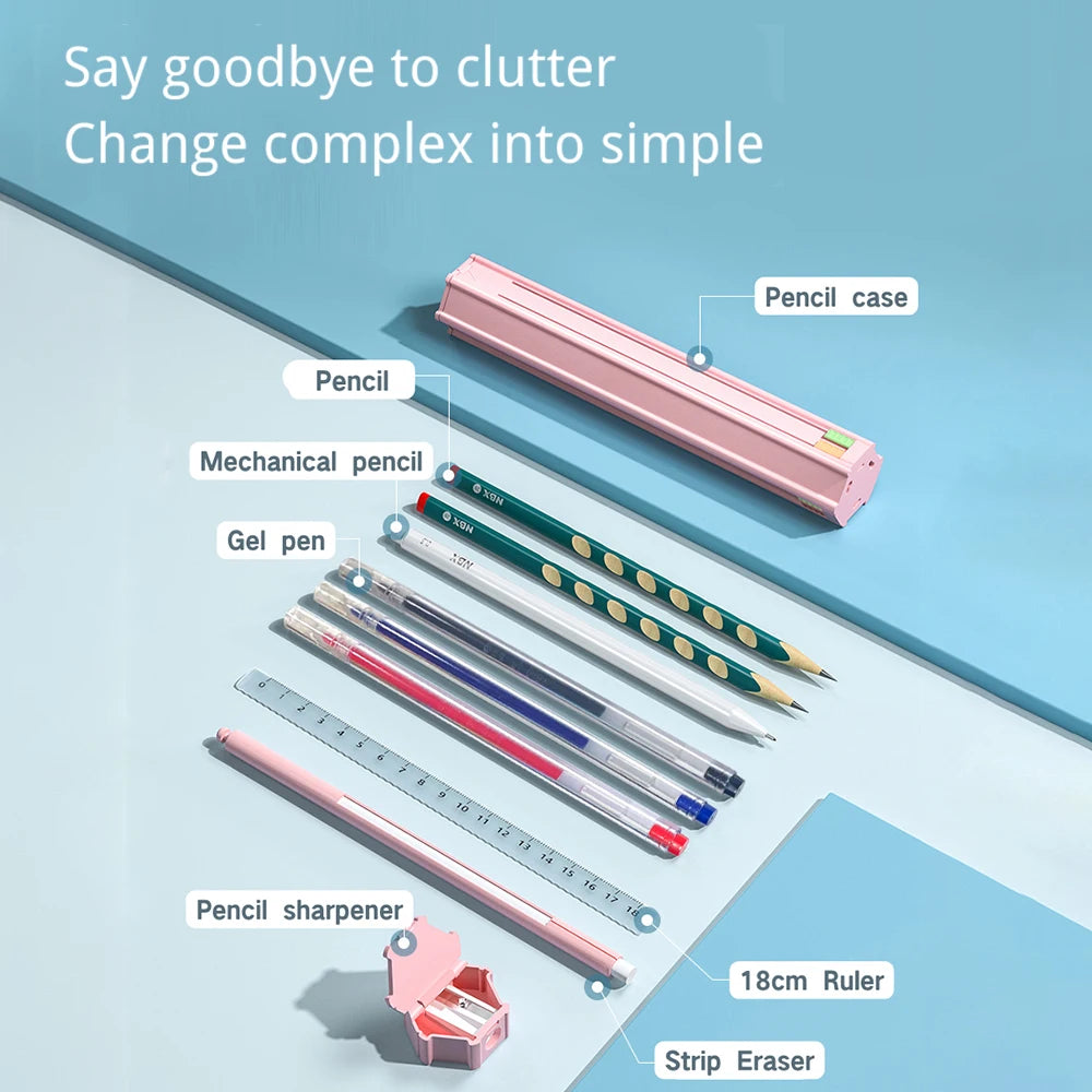 NBX Multi-Function Cute Pencil Box Hexagonal Standing Pen Holder Set – Stationery Organizer & Student Gift 🎁