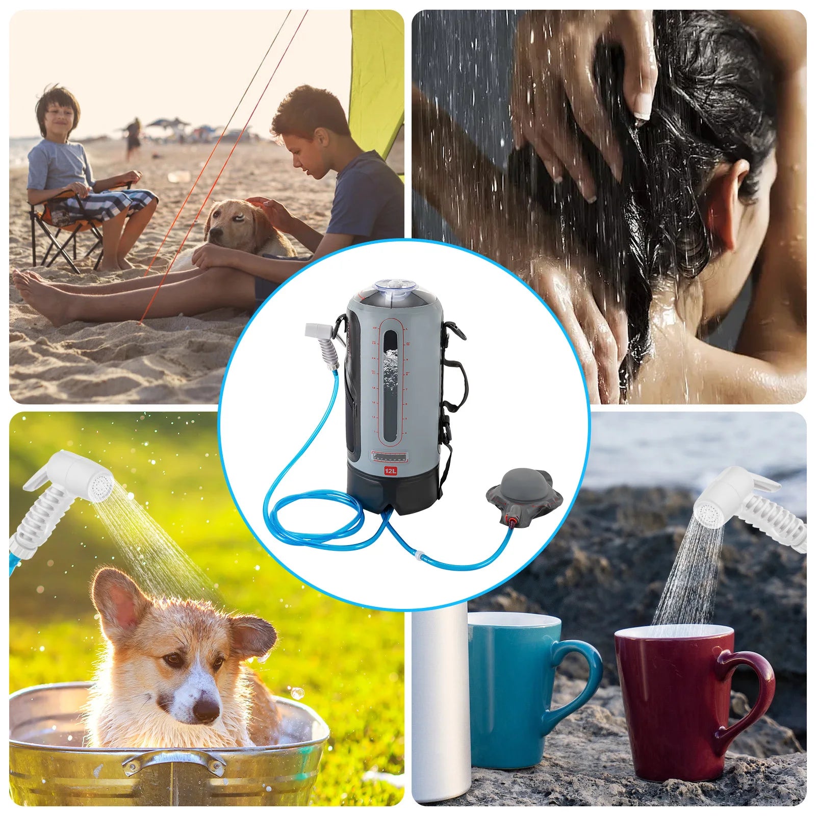 3 Gallon Portable Pressure Camping Shower – Outdoor Picnic Shower with Air Pump for Hiking & Travel 🚿🏕️
