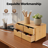 Mini Bamboo Desk Drawer Storage Box – 4-/2-Drawer Tabletop Organizer for Home & Office