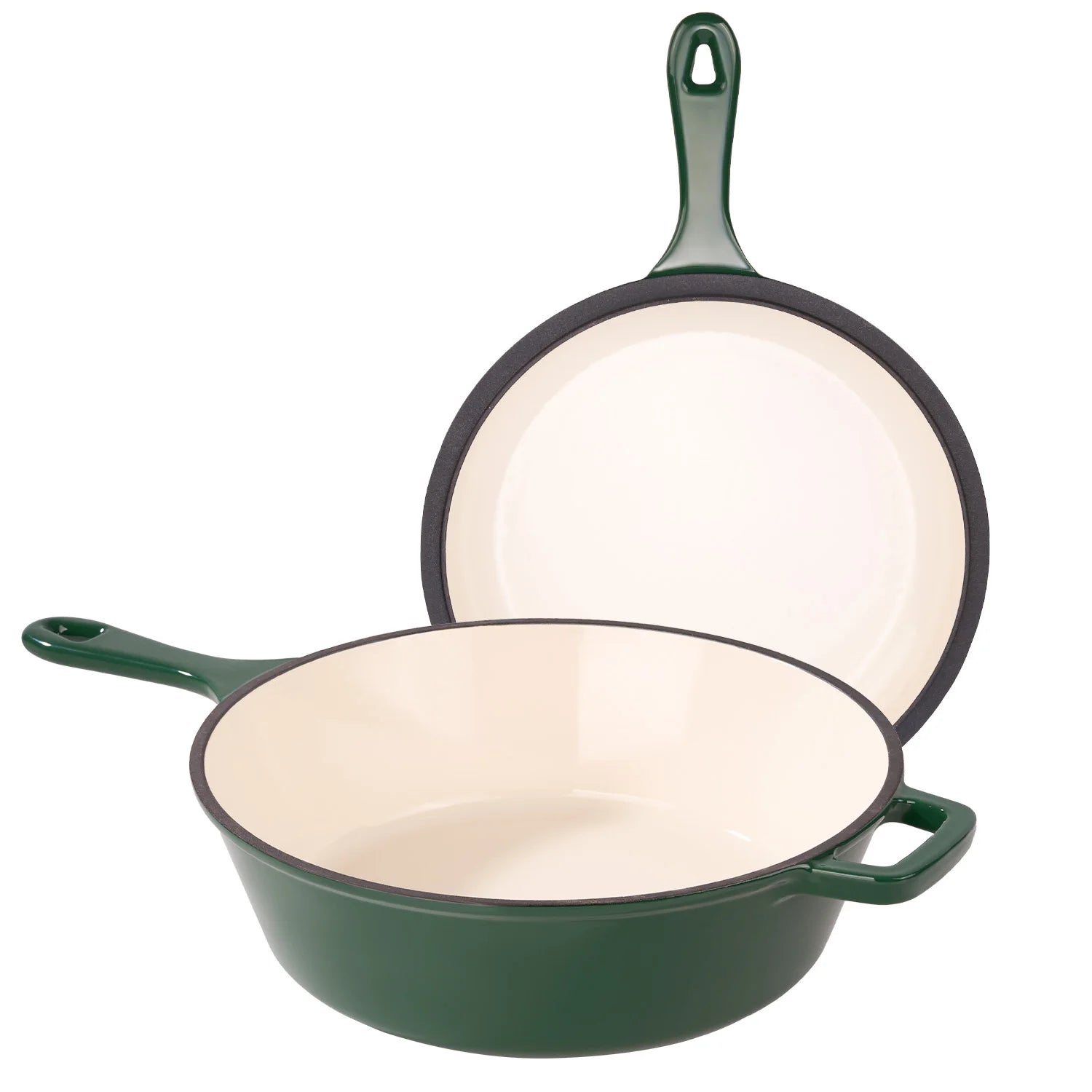 2-in-1 Enamel Cast Iron Frying Pan & Dutch Oven – 3 L Multi-Purpose Pot with Lid for Baking, Stewing & BBQ