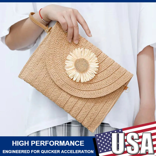 Handmade Raffia Straw Woven Crossbody & Shoulder Bag for Women – Casual Fashion Beach Handbag