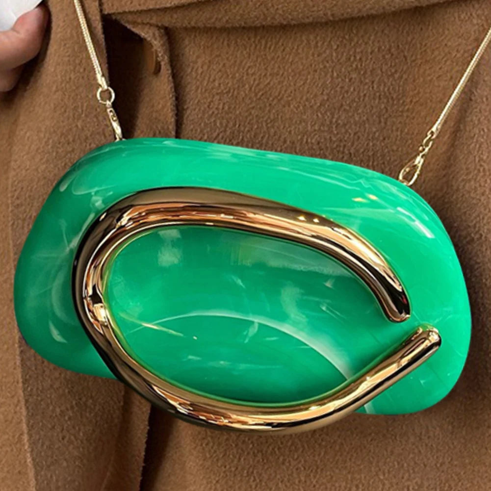 Women’s Retro PU Leather Clutch Bag – Elegant Evening Party Shoulder Crossbody Purse with Chain Strap & Phone Holder
