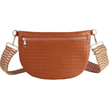 Women’s Woven Crossbody Sling Bag – PU Leather Belt Fanny Pack, Chest & Shoulder Bum Bag for Travel, Casual & Daily Wear