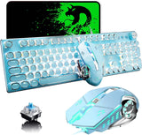 Retro Steampunk Gaming Keyboard & Mouse Combo – Vintage Typewriter Style 104-Key Mechanical Keyboard with White Backlight & Anti-Ghosting