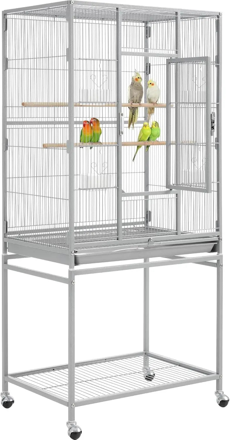 Metal Large Bird Cage with Stand – Spacious Parrot & Parakeet Habitat for Cockatiels, Lovebirds, Budgies, Finches & Canaries