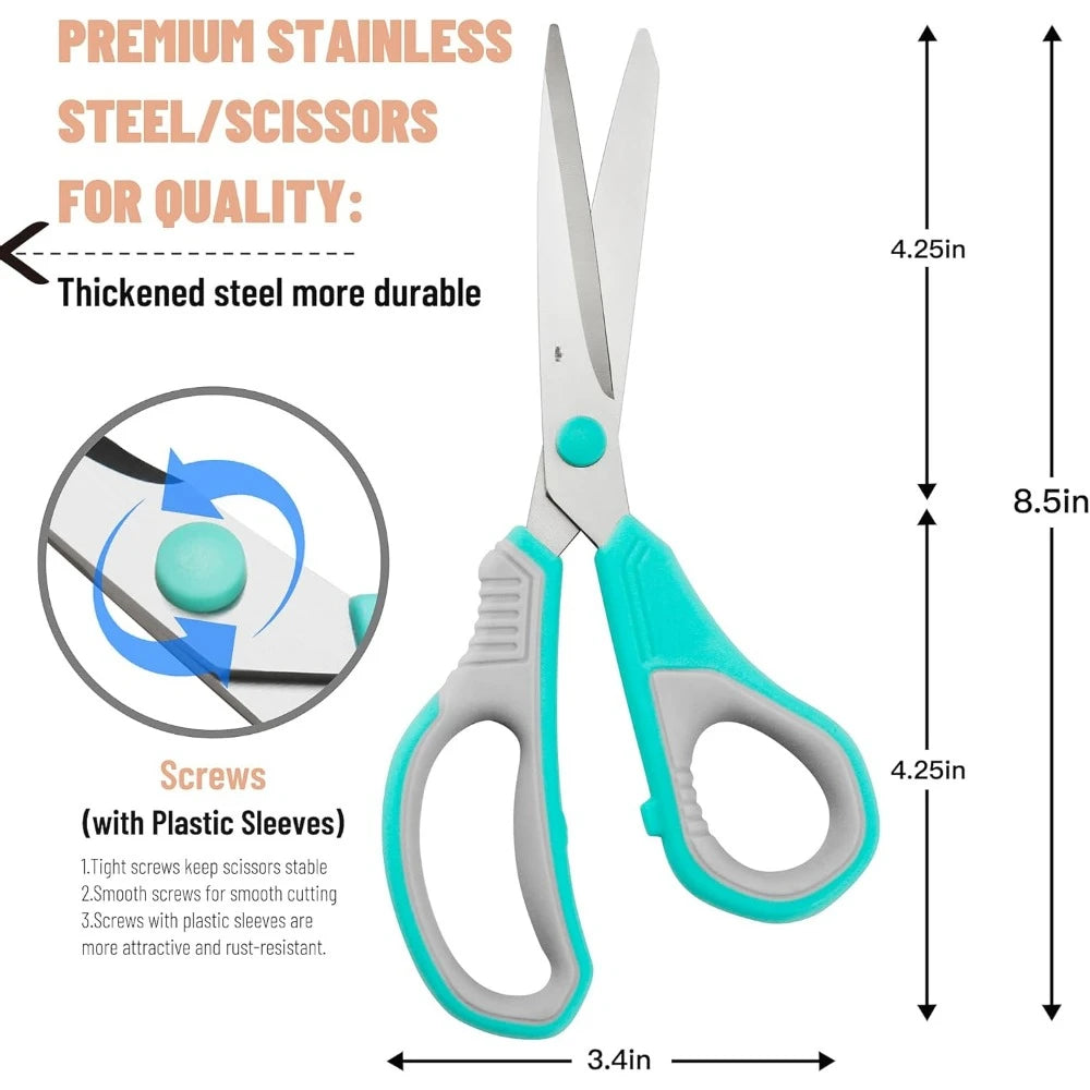 8.5″ Ultra-Sharp All-Purpose Scissors – 3-Pack Ergonomic Comfort Grip