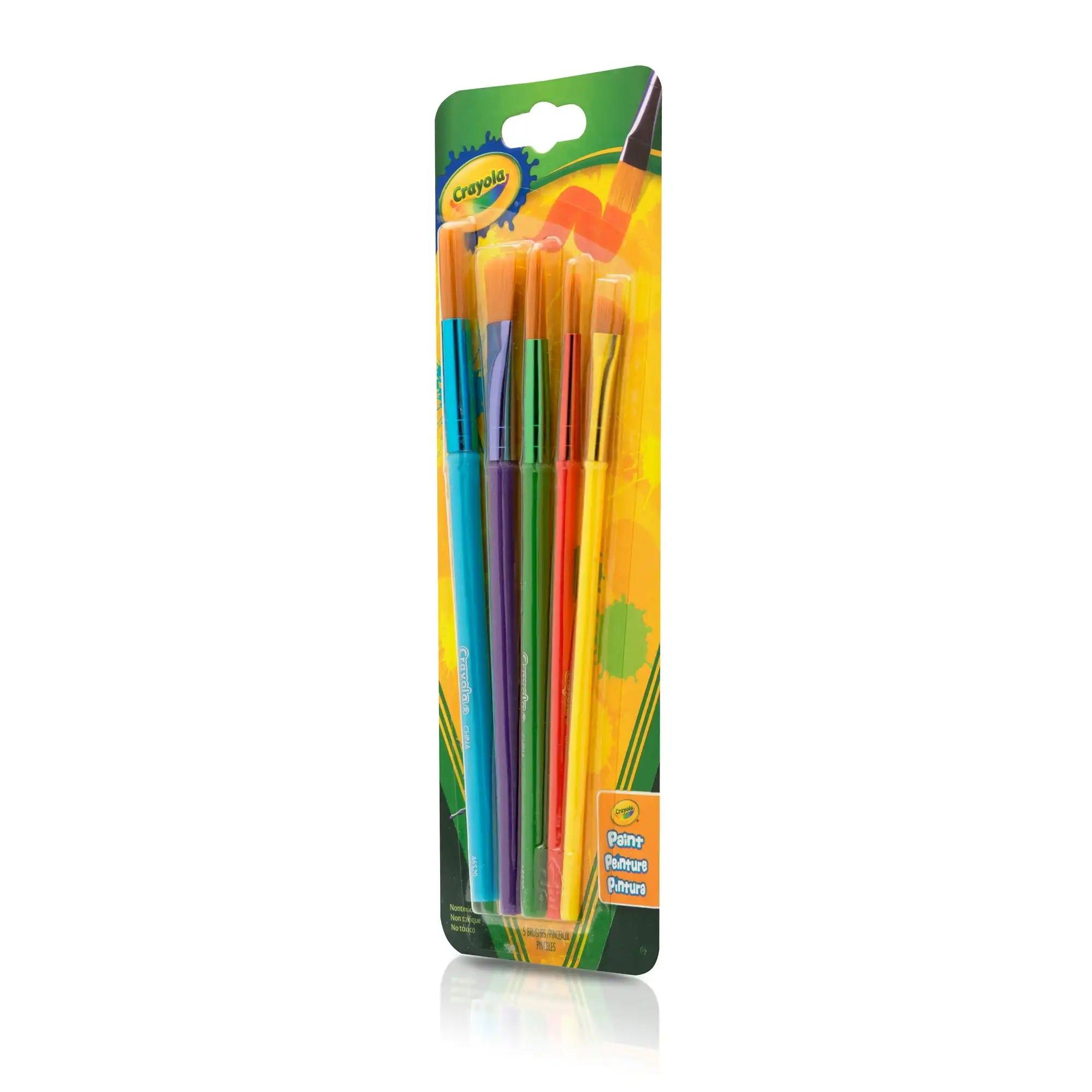 Crayola Kids Paintbrush Set – 3-Pack with 5 Brush Styles, School & Kindergarten Art Supplies