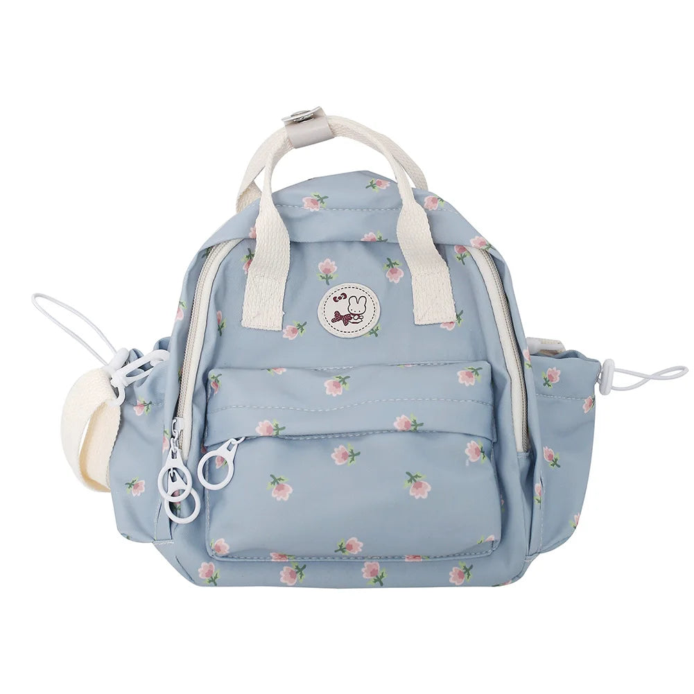Floral Print Backpack with Pendant for Women & Girls – Large Capacity Student School & Travel Bookbag