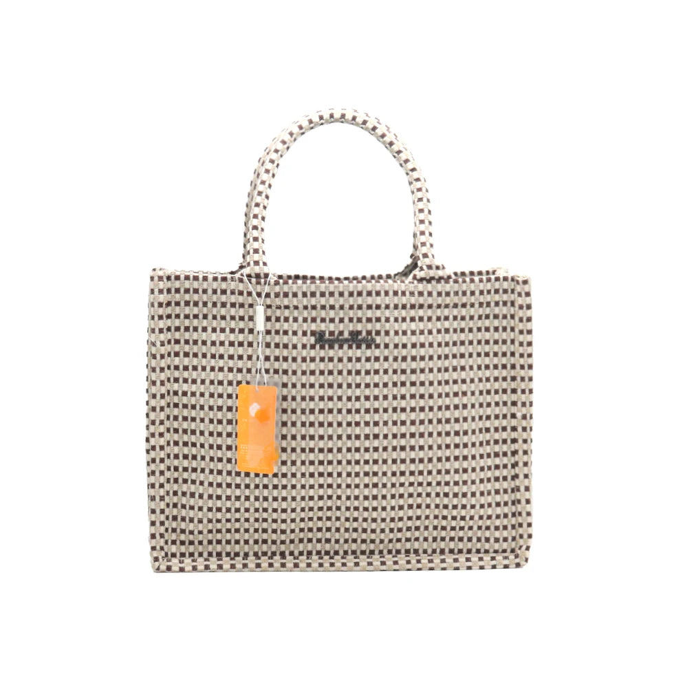 Women’s Woven Plaid Shoulder Bag – Large Capacity Eco-Friendly Satchel Handbag