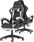 Ergonomic Gaming Chair with Footrest – Racing Style Computer Chair with Lumbar Support, Adjustable Height, Reclining Back & Headrest