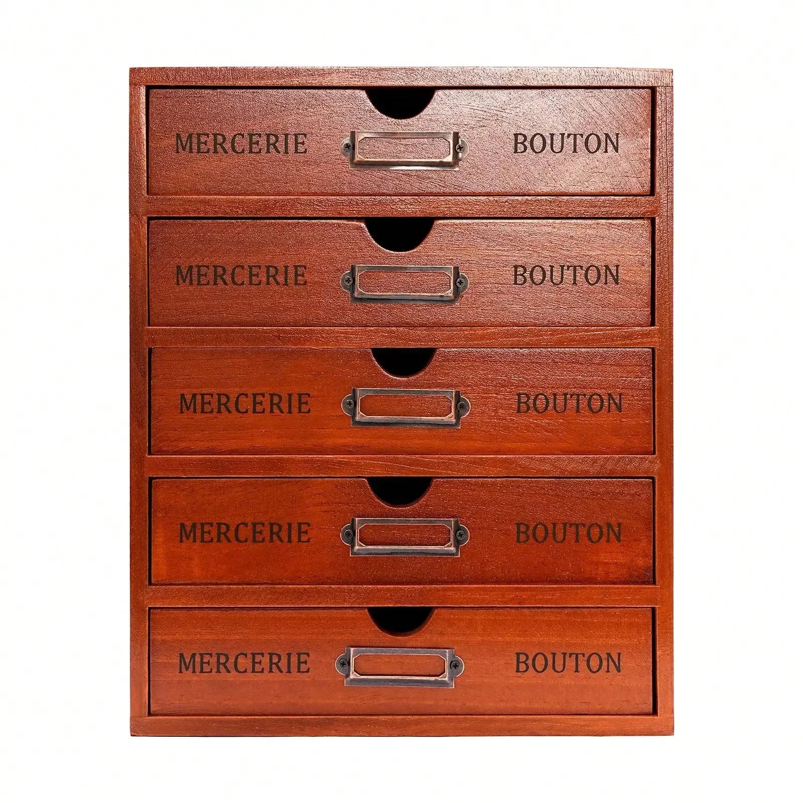 Vintage Rustic Wooden 5-Drawer Desk Organizer Shelf – Craft & Office Storage Box
