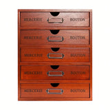 Vintage Rustic Wooden 5-Drawer Desk Organizer Shelf – Craft & Office Storage Box