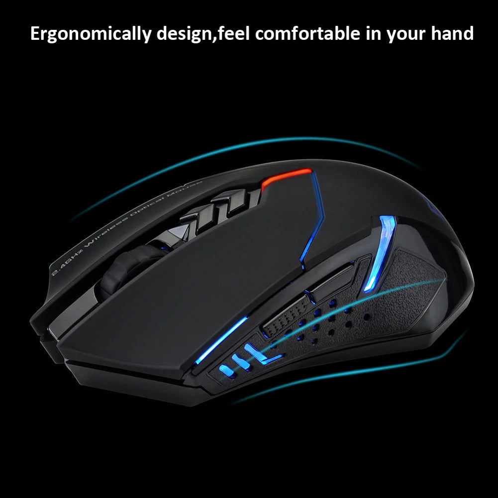 ET-X08 Wireless Gaming Mouse – 2.4G Professional Optical Mouse with Adjustable 2000 DPI & Ergonomic Design