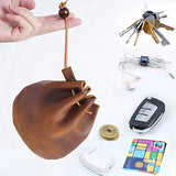 Mini Leather Drawstring Coin Purse – Unisex Coin Organizer & Change Holder Pouch for Men & Women