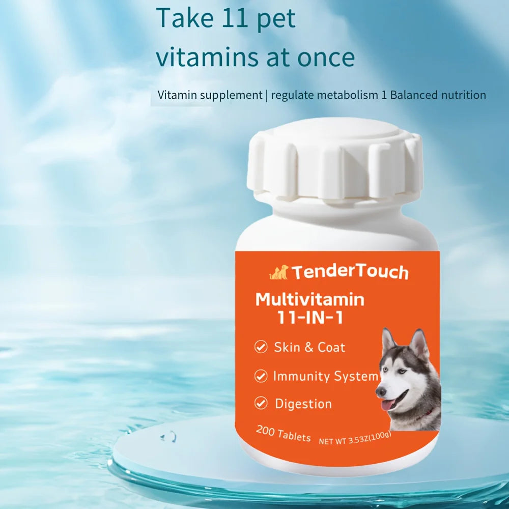 Dog & Cat Multivitamin – 200 Tablets for Puppies, Seniors & Adults, Complete Daily Pet Supplement