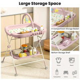 Adjustable Height Folding Baby Diaper Changing Table – Portable Station with Wheels & Organizer