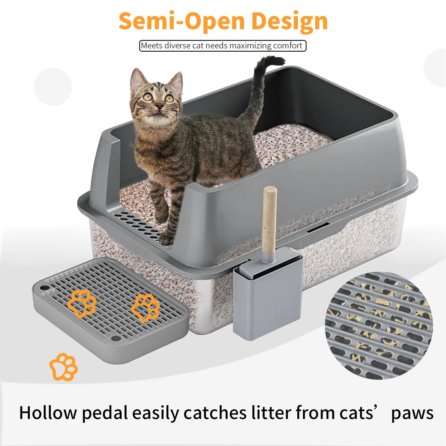 Enclosed Stainless Steel Cat Litter Box with Lid, Extra-Large Metal Tray & High Walls for Big Cats