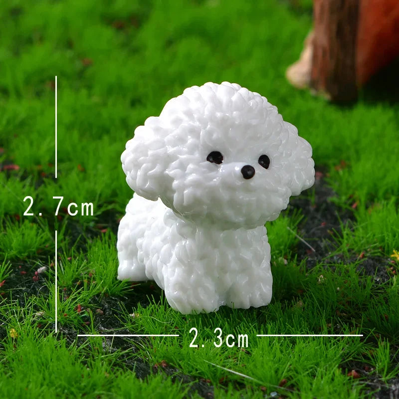 Mini Bichon Frise Dog Figurine – Cute Miniature Craft Ornament for Home, Desk, Car & Kids’ Room Décor