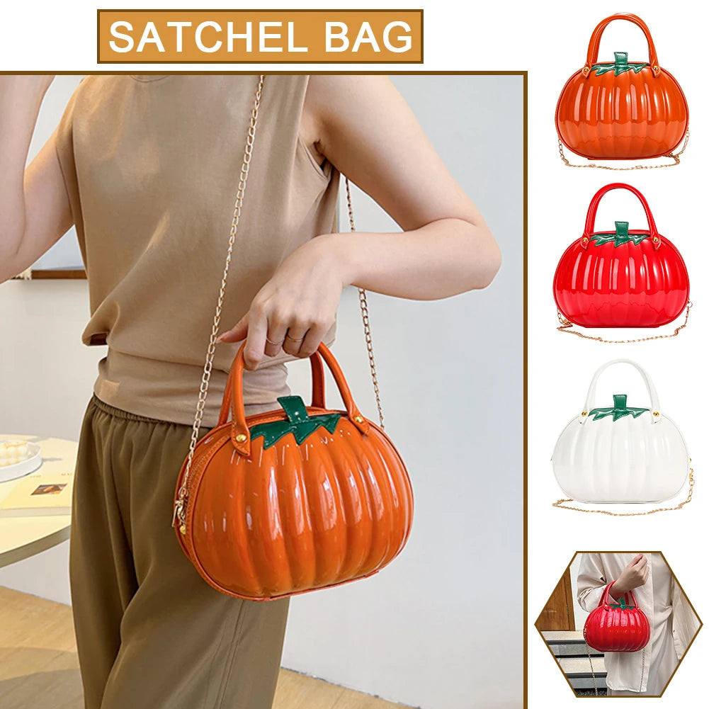 Pumpkin Shape Leather Top-Handle Handbag – Waterproof Cute Shoulder Bag 🎃