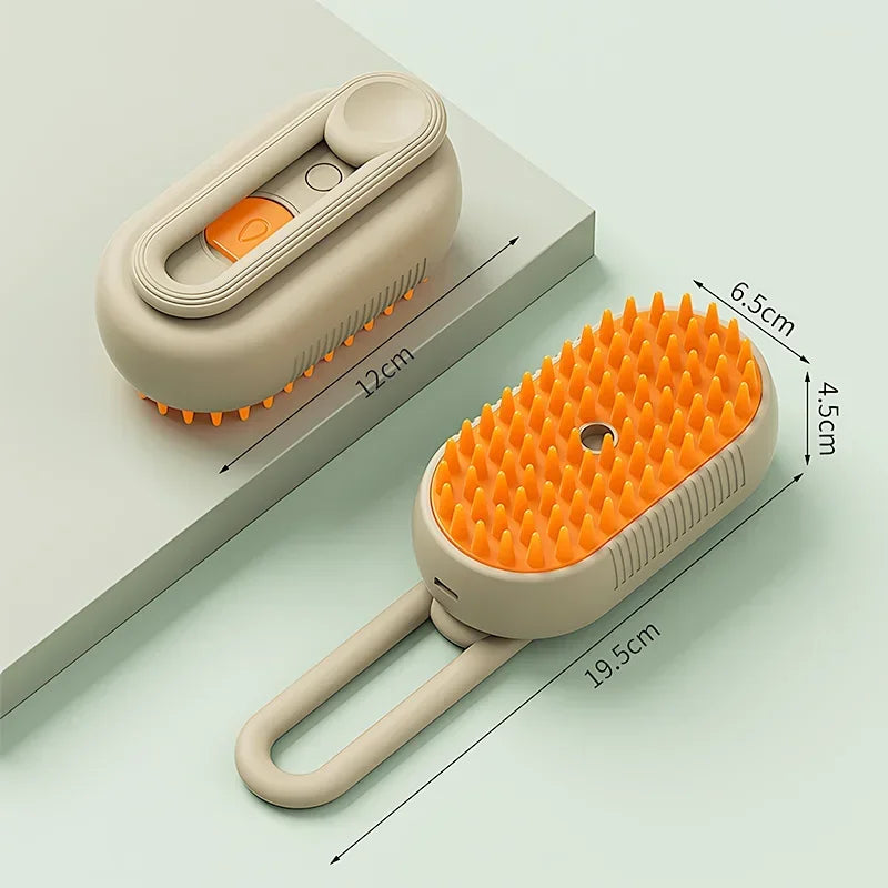 3-in-1 Steam Brush Cat & Dog Grooming Comb – Steamy Spray Hair Remover, Massage Comb & Pet Cleaning Tool