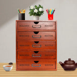 Vintage Rustic Wooden 5-Drawer Desk Organizer Shelf – Craft & Office Storage Box