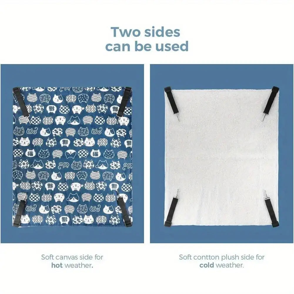 2 Pcs Reversible Cat Hanging Hammock – Soft Breathable Pet Cage & Bed for Small Dogs, Rabbits & Cats