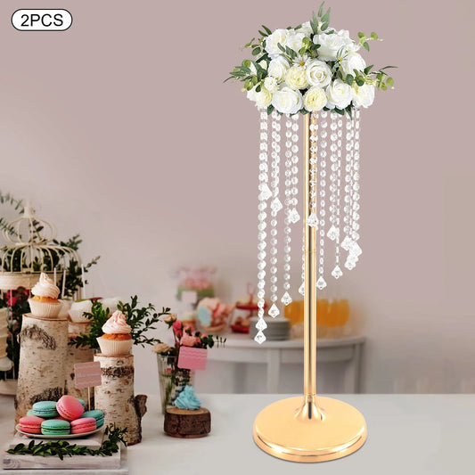 2PCS Large Gold Flower Vases – 70cm Tall Wedding Centerpieces for Table, Desk & Elegant Home Décor