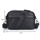 Men’s Leather Crossbody Shoulder Bag – Classic Pattern Small Square Satchel with Wide Strap for Casual, Business, Travel & Work