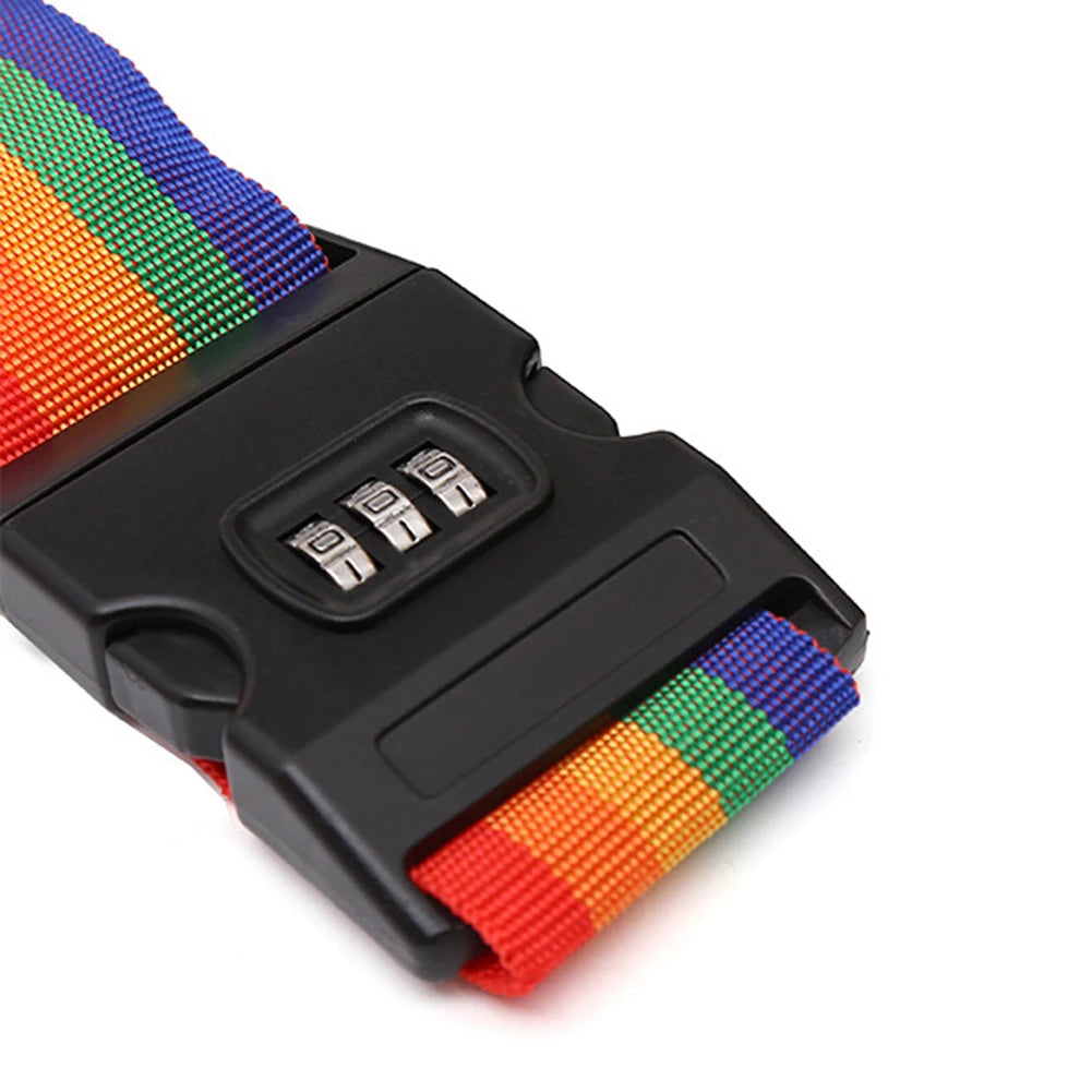 Password lock luggage strap – adjustable travel suitcase belt with secure combination buckle for baggage protection & safety