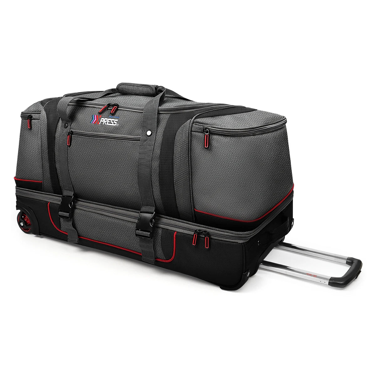 30″ Rolling Duffel Bag with Wheels & Telescopic Handle – Drop-Bottom Travel Handbag/Luggage Bag for Men & Women