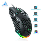 SM900 Wired Gaming Mouse – 12,800 DPI Honeycomb Lightweight Mouse with 7 Buttons & Macro Software for PC/Laptop