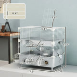 2-Tier Hamster Cage – Spacious Hamster Habitat with Accessories, Durable Gray Design for Small Pets