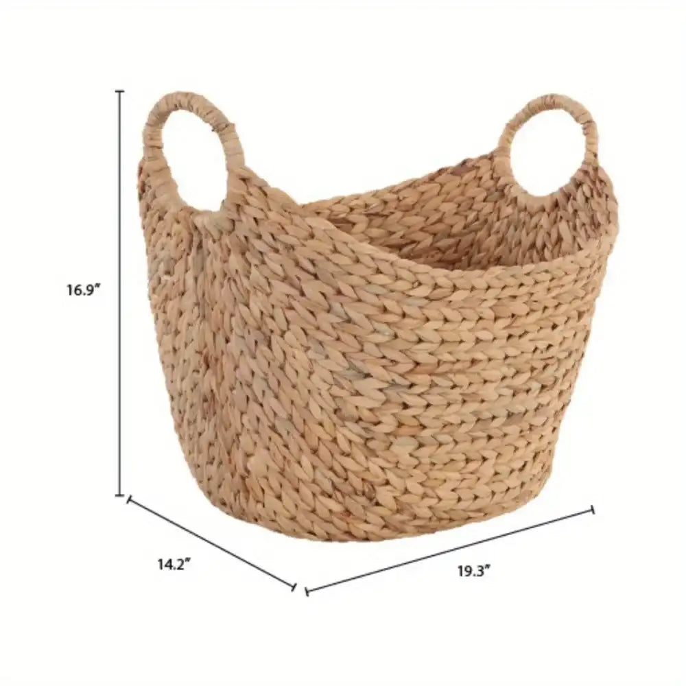 Extra Large Natural Water Hyacinth Decorative Storage Basket – Stylish Textured Wicker Bin for Blankets, Pillows, Magazines & Towels