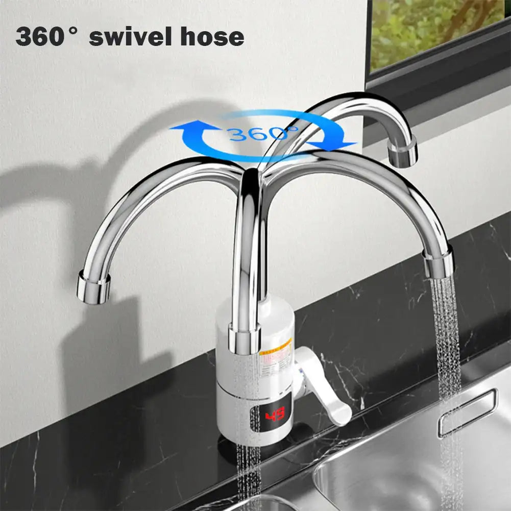 3000 W Instant-Heat Mixer Tap – Electric Hot & Cold Water Faucet with LCD Display & 360° Swivel