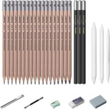 Drawing Pencil Art Set – 26-38 Piece Graphite & Charcoal Sketching Kit with Blending Stumps