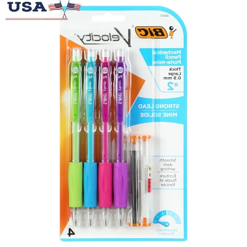 0.9 mm Mechanical Pencils – Shatter-Resistant, Refillable Erasers & Comfortable Grip (4-Pack)