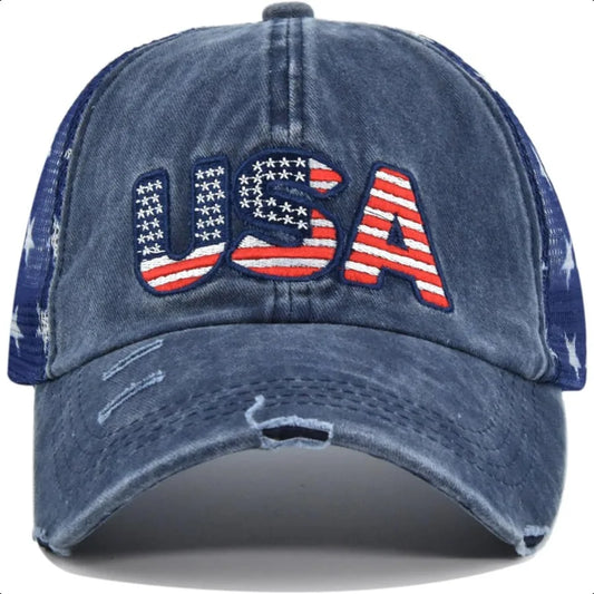 UTOWO American Flag Washed Vintage Embroidery Adjustable Baseball Cap – Unisex