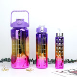 3PCS Leak-Proof Gradient Sports Water Bottles with Straws & Time Markers – Fitness, School & Office