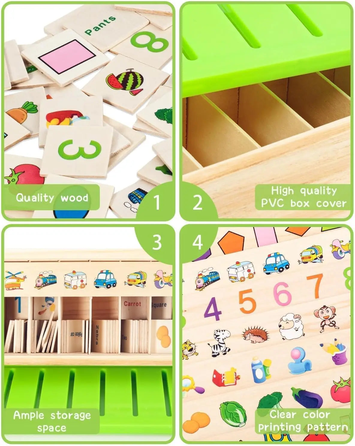 Wooden Montessori Sorting Toy – Educational Early Learning Box for Object Categories & Picture Matching, Preschool & Kindergarten Activity Set