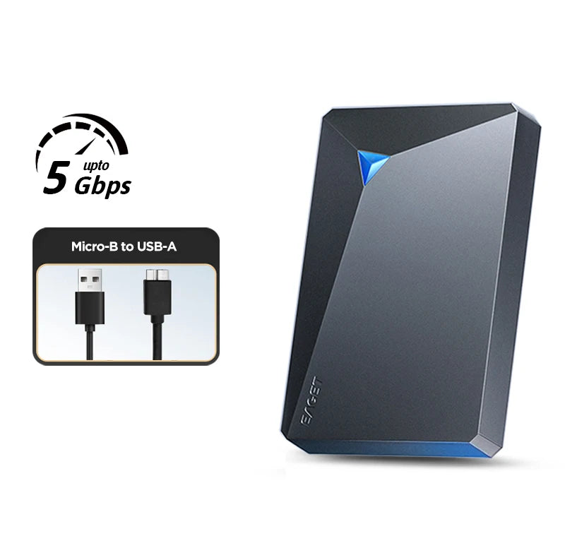 Eaget Portable External Hard Drive 1TB–5TB USB 3.0 5Gbps 2.5-Inch HDD – High-Speed Storage for PC, Laptop & MacBook (116 characters)