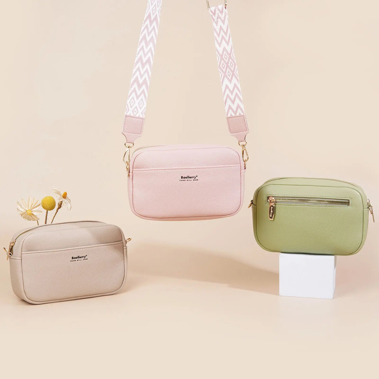 Women’s Solid Color Mobile Phone Crossbody Bag – Small Square Multi-Functional Shoulder Purse with Zipper & Large Capacity