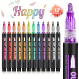 Metallic Double Line Pens Set (12 / 24 / 36 Colors) – Decorative Outline Pens for Scrapbooking & Card Writing