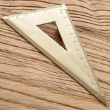 Vintage Brass Straight Ruler – Metal Triangle & Protractor Measuring Tool for Students & Creatives