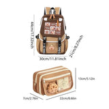 Capybara Flap Backpack with Pencil Case – Cute Nylon Animal Daypack for Teens