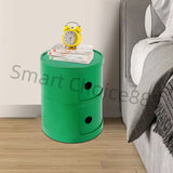 2-Tier Round Bedside Table – Large Capacity ABS Storage Nightstand for Bedroom, Office & Bathroom