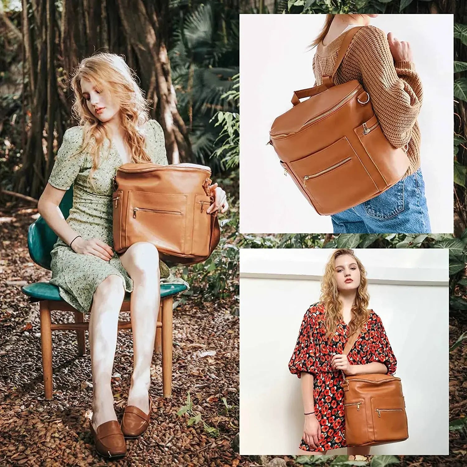 2022 PU Leather Diaper Backpack – Fashion Mommy & Daddy Bag with Changing Pad | Large Capacity Baby Organizer Nappy Bag