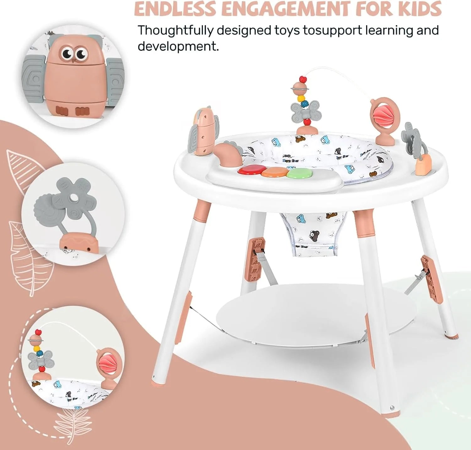 3-in-1 Baby Activity Center – Detachable Toys, 360° Rotating Seat & Developmental Entertainment Station for Toddlers