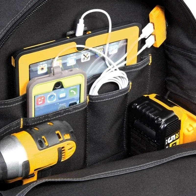 33-Pocket Lighted Tool Backpack – USB Charging Professional Tool Bag | Heavy-Duty Contractor & Technician Pack