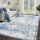 Large Vintage Area Rug 10x13 – Washable Stain-Resistant Carpet with Non-Slip Backing for Living Room & Indoor Décor
